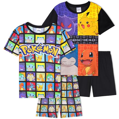Get Trend Pokemon Pyjama Jungen Teenager Schlafanzug Kinder Kurz 2er Set Bequem Sommer Schlafanzüge Geschenke für Jungs (11-12 Jahre, Multi Pokemon, 2) von Get Trend
