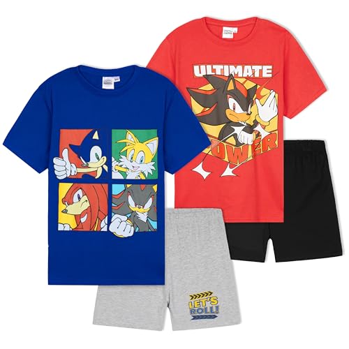 Get Trend Sonic The Hedgehog Pyjama Jungen Shadow Schlafanzug Kinder Kurz 2er Set Bequem für Sommer Geschenke für Jungs (11-12 Jahre, Mehrfarbig Sonic, 2) von Get Trend