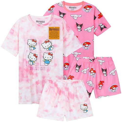 Get Trend Schlafanzug Mädchen Kurz 2er Pack Kawaii Pyjama Kinder Sanrio Kuromi Bequeme Schlafanzüge Teenager Mädchen Geschenk Idee (11-12 Jahre, Rosa) von Get Trend