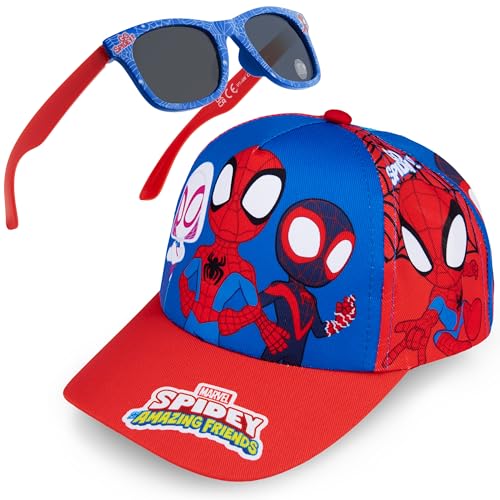 Get Trend Spidey Sonnenbrille Kinder Basecap Jungen Set Verstellbare Sommer Kappe Kinder Sonnenbrillen UV400 Geschenk Idee (Rot/Blau Spidey) von Get Trend
