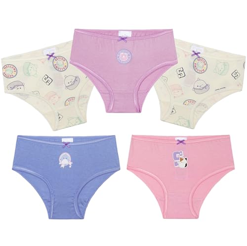 Get Trend Squishmallows Unterhosen Mädchen 5er Pack 100% Baumwolle Bequeme Slips Unterwäsche für Kinder und Teens (7-8 Jahre, Multi Squishmallows 5er-Pack) von Get Trend