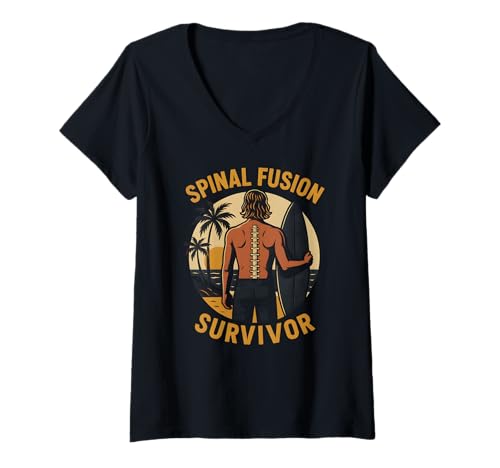 Damen Rückenchirurgie Wirbelsäulenfusion Survivor Cool Herren Erholung T-Shirt mit V-Ausschnitt Damen Rückenchirurgie Wirbelsäulenfusion Survivor Cool Herren Erholung T-Shirt mit V-Ausschnitt von Get Well Hospital Patient Surgery Recover Apparel