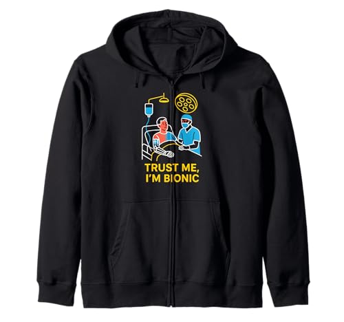 Bionic Patient Trust Me I'm Bionic Fun Herren Chirurgie Recovery Kapuzenjacke von Get Well Hospital Wear For Patient Surgery Recover