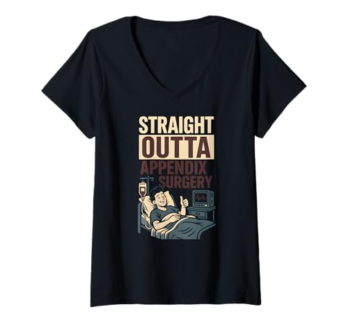 Damen Krankenhaus-Patient Straight Outta Appendix Chirurgie Fun Herren T-Shirt mit V-Ausschnitt von Get Well Patient Hospital Surgery Recover Doctor
