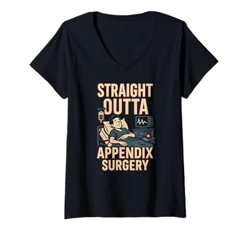 Damen Krankenhaus-Patient Straight Outta Appendix Chirurgie Fun Herren T-Shirt mit V-Ausschnitt von Get Well Patient Hospital Surgery Recover Doctor