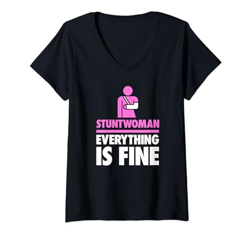 Damen Stuntwoman - Lustiges Geschenk für Person mit gebrochenem Arm T-Shirt T-Shirt mit V-Ausschnitt Damen Stuntwoman - Lustiges Geschenk für Person mit gebrochenem Arm T-Shirt T-Shirt mit V-Ausschnitt von Get Well Soon Present - Arm Fracture Tees