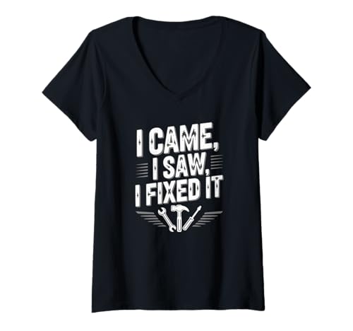 Damen Ich Bin gekommen, ich Habe es gesehen, ich Habe es repariert T-Shirt mit V-Ausschnitt Damen Ich Bin gekommen, ich Habe es gesehen, ich Habe es repariert T-Shirt mit V-Ausschnitt von Get 'er Done