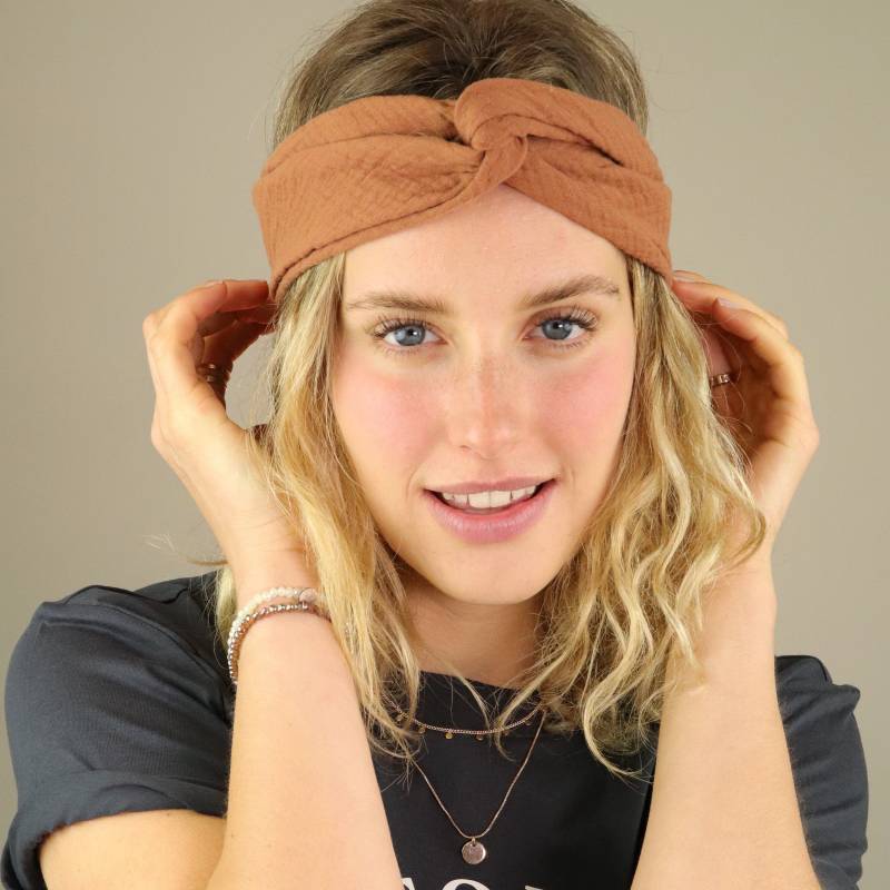 Musselin Haarband Stirnband Bio-Baumwolle Bio Baumwolle Mit Draht in Braun von GetFabulous
