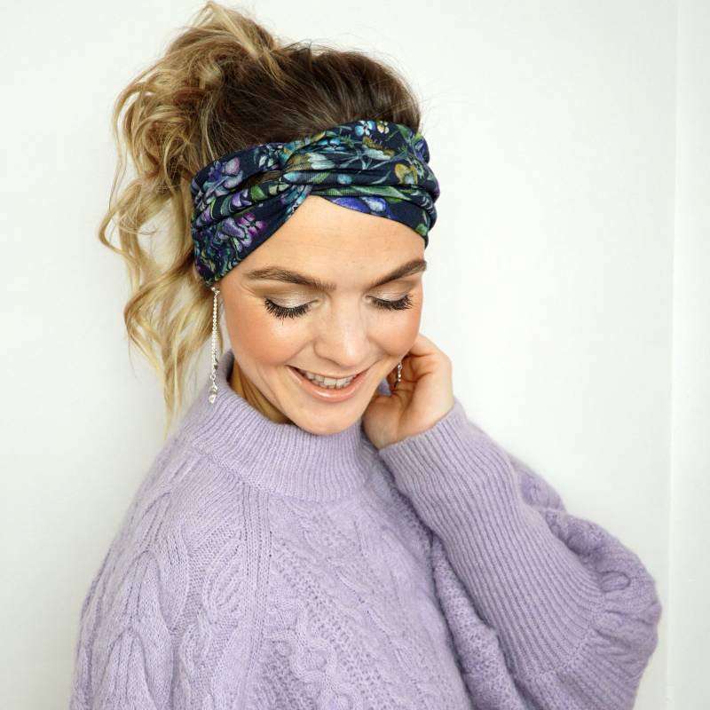 stirnband Mit Knoten Dunkelblaues Haarband in Dunkelblau Boho Ohne Rutschen von GetFabulous