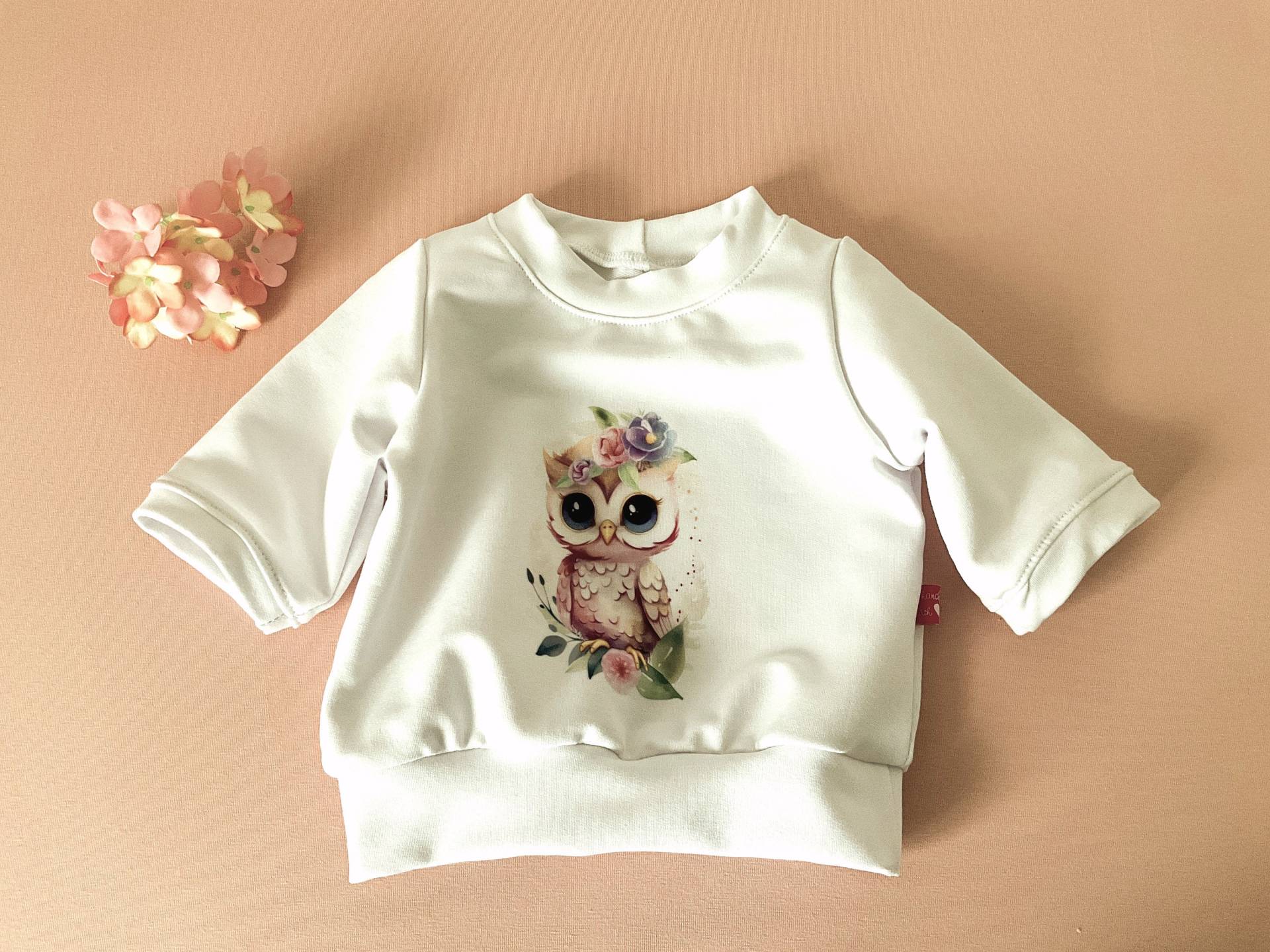 Baby Shirt Gr. 68 Mädchen Pullover Babyshirt Sweatshirt Langarm Eule Weiß Öko Bio Jersey Baby Shirt Gr. 68 Mädchen Pullover Babyshirt Sweatshirt Langarm Eule Weiß Öko Bio Jersey von GetForTen