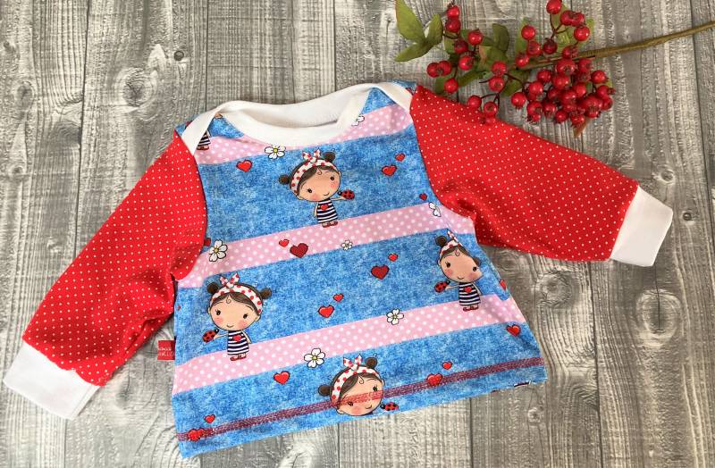 Gr. 74 Babyshirt Shirt Baby Pullover Mädchen Langarm Von Hessekinner Blau Rot von GetForTen