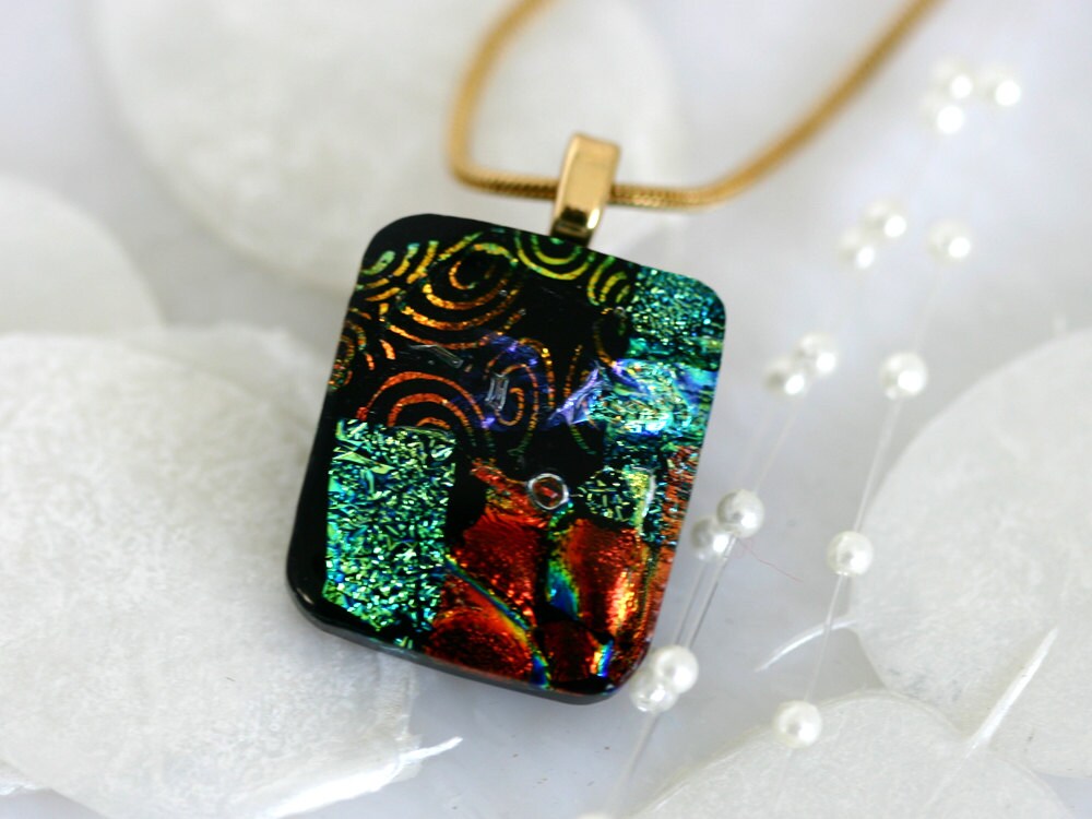 Layered Dichroic Glas Anhänger Halskette Schmuck 01120, Getglassy Layered Dichroic Glas Anhänger Halskette Schmuck 01120, Getglassy von GetGlassy