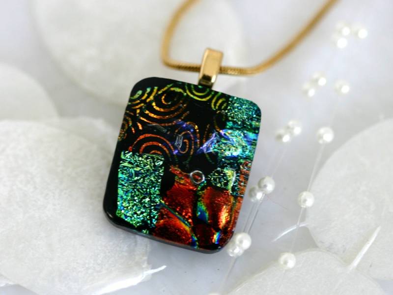 Layered Dichroic Glas Anhänger Halskette Schmuck 01120, Getglassy von GetGlassy