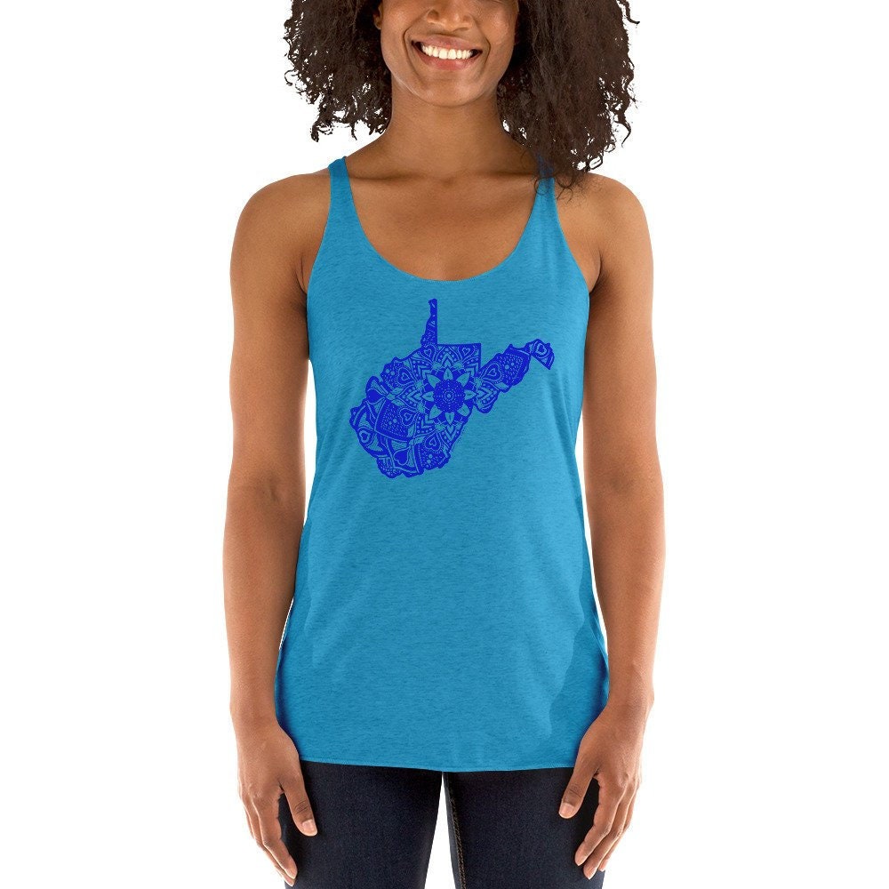 Blau West Virginia Tank Staat Geschenk Mandala Yoga Wv Kunst Frauen Racerback von GetHopped