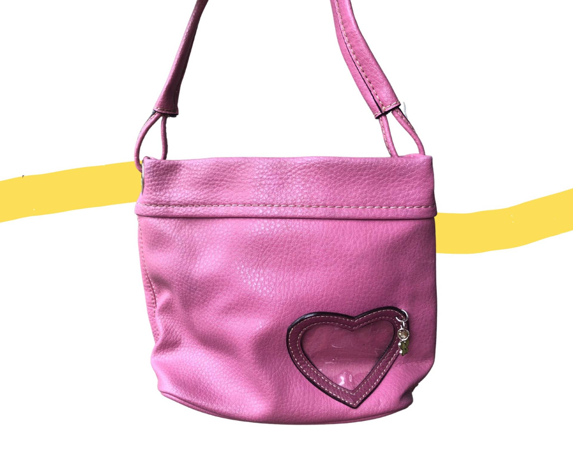 Vintage Y2K Kunstleder Rosa Baguette Tasche Mini Geldbörse Mit Herzform Fenster Detail Vintage Y2K Kunstleder Rosa Baguette Tasche Mini Geldbörse Mit Herzform Fenster Detail von GetMeGolden