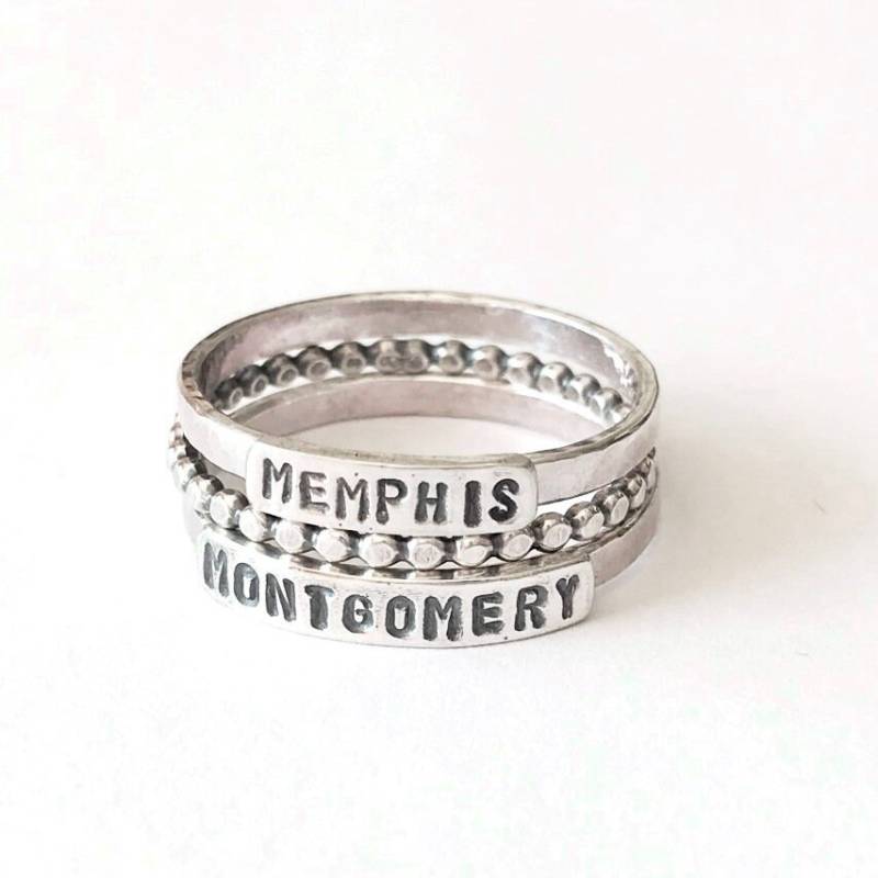 Ring - Mütter Stapeln Set Sterling Silber Kind Namen Ringe Name Gestempelt Muttertagsring Enkel Familie Kinder Gestapelt von GetNoticed