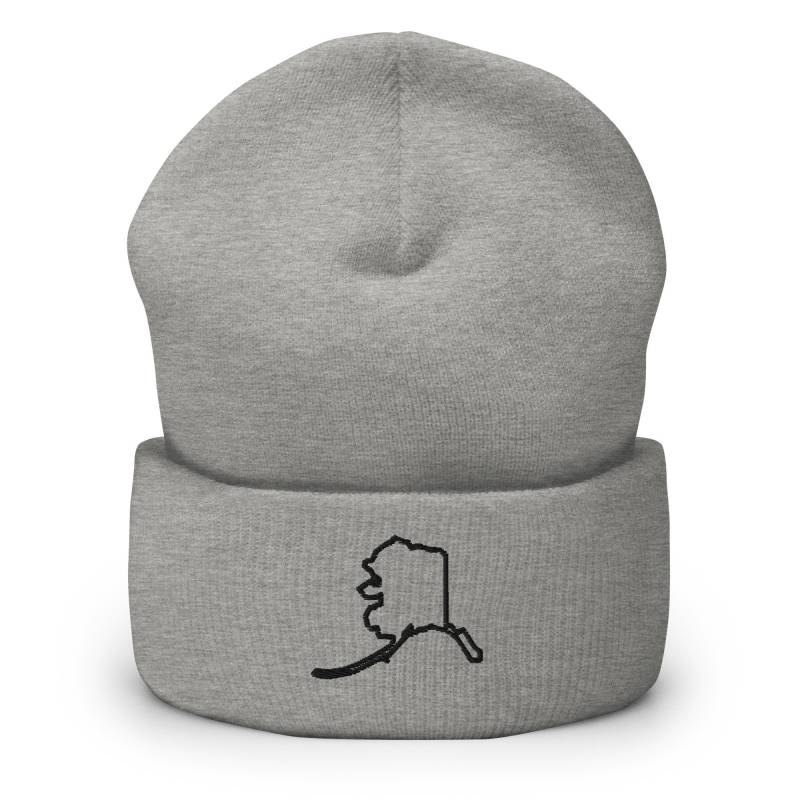 Alaska State Map Bestickte Mütze, Handgefertigte Cuffed Knit Unisex Slouchy Erwachsene Wintermütze Mütze Geschenk von GetStitch