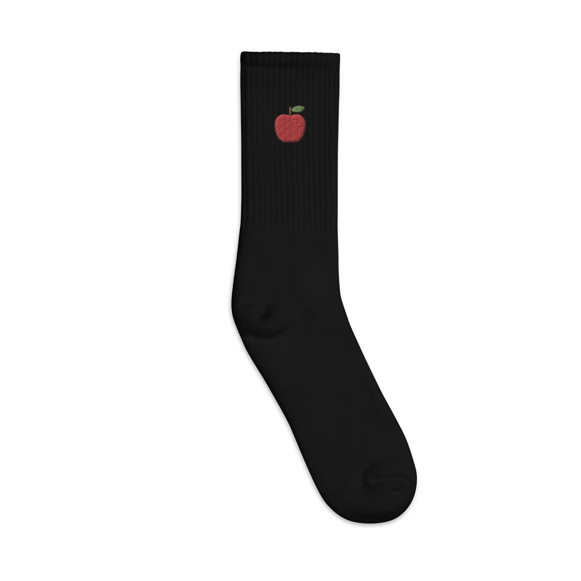 Apfel Bestickte Socken, Premium Bestickte Lange Socken Geschenk - Mehrere Farben von GetStitch