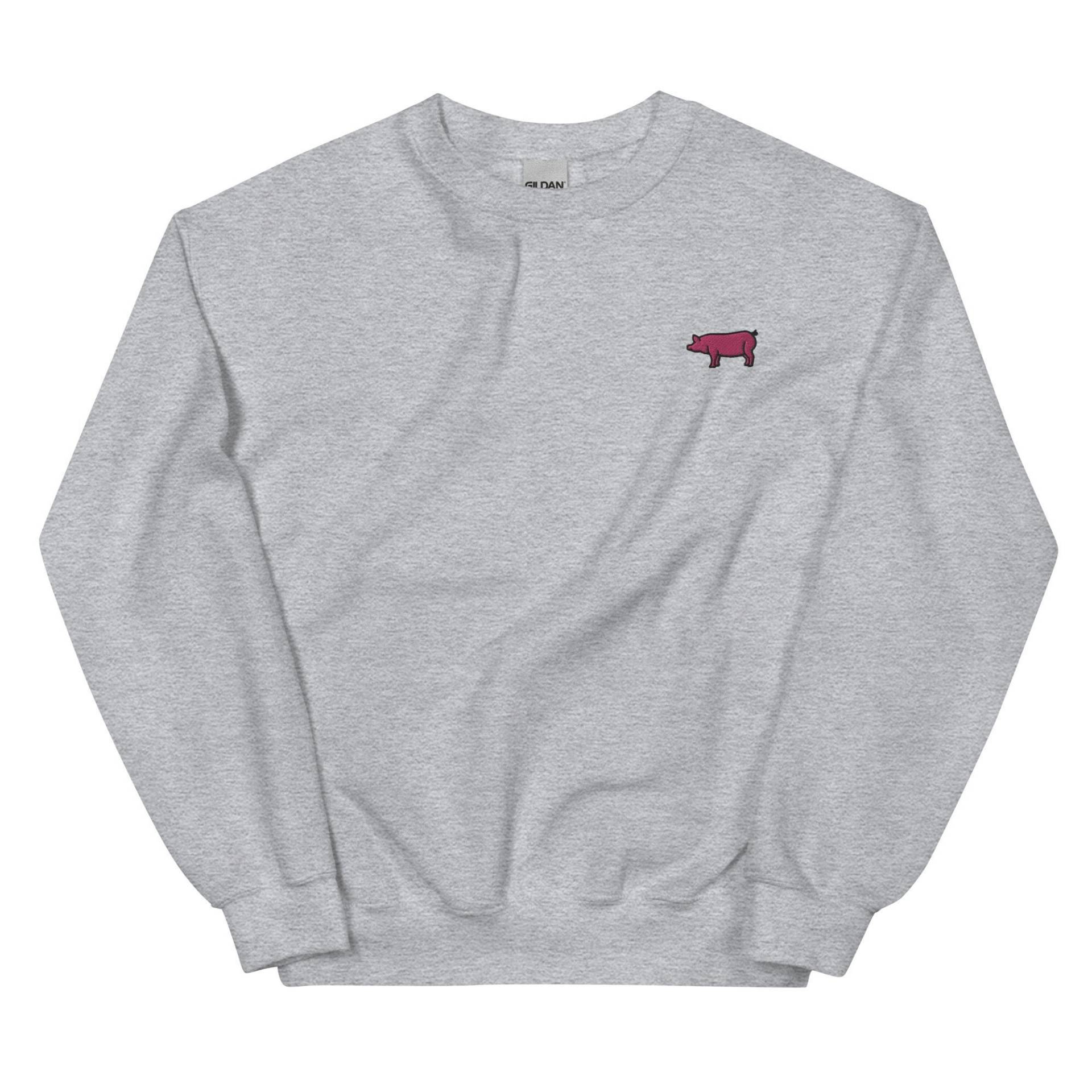 Bauernhof Schwein Hog Besticktes Sweatshirt Geschenk, Niedlicher Unisex Rundhalspullover, Langarmpullover - Mehrere Farben von GetStitch