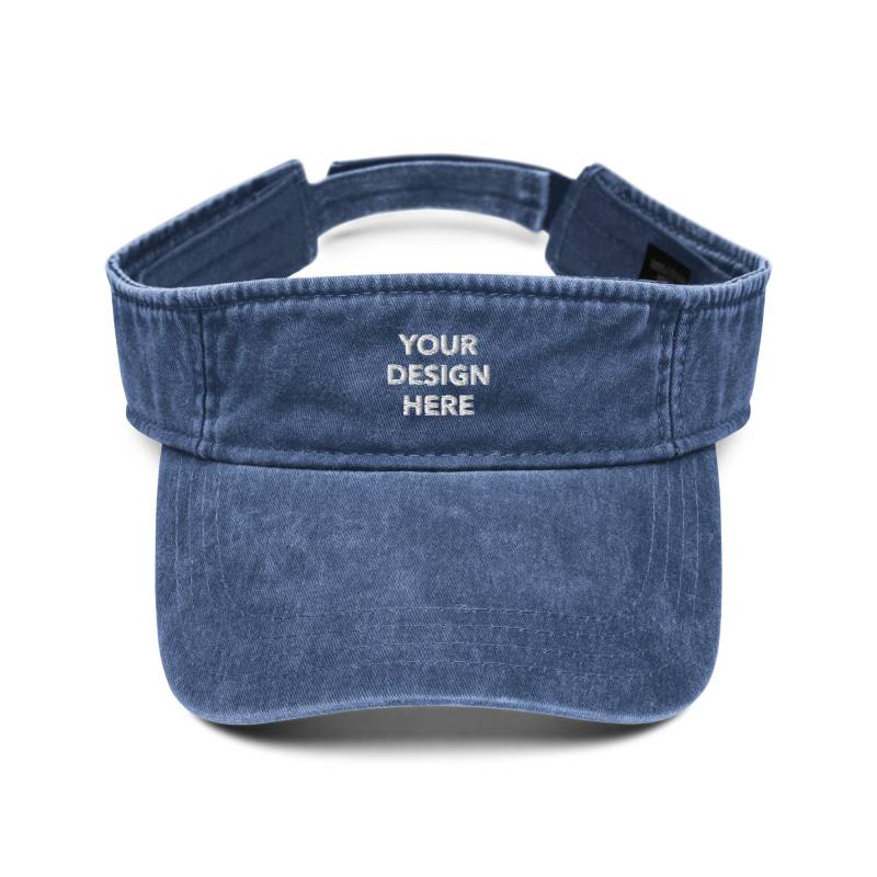 Personalisierter Bestickter Denim-Visierhut, Benutzerdefinierter Logohut, Stickerei Mit Ihrem Eigenen Text Oder Design, Handgefertigter von GetStitch