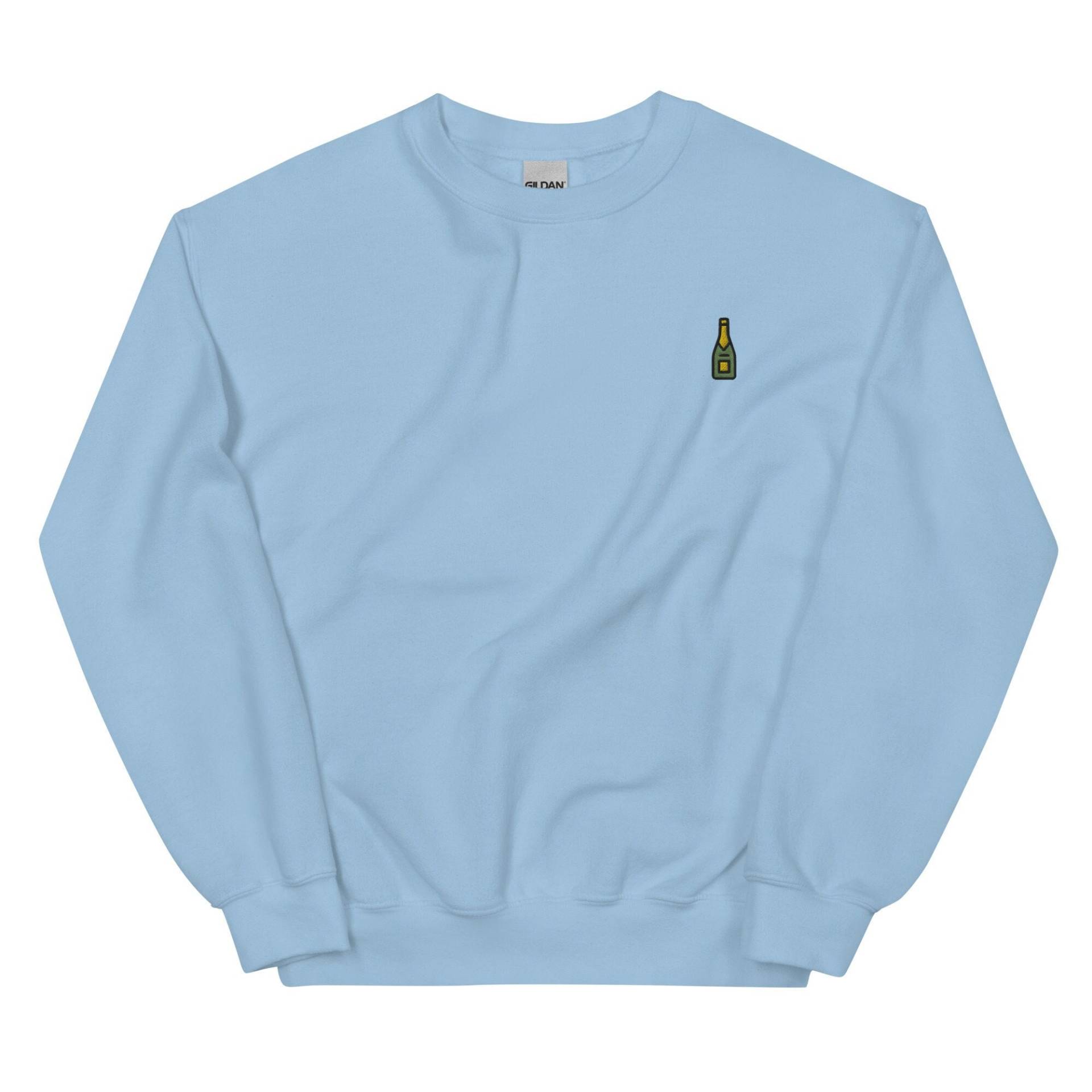 Champagnerflasche Besticktes Sweatshirt Geschenk, Süßer Unisex Crewneck Pullover, Langarm Pullover - Mehrere Farben von GetStitch