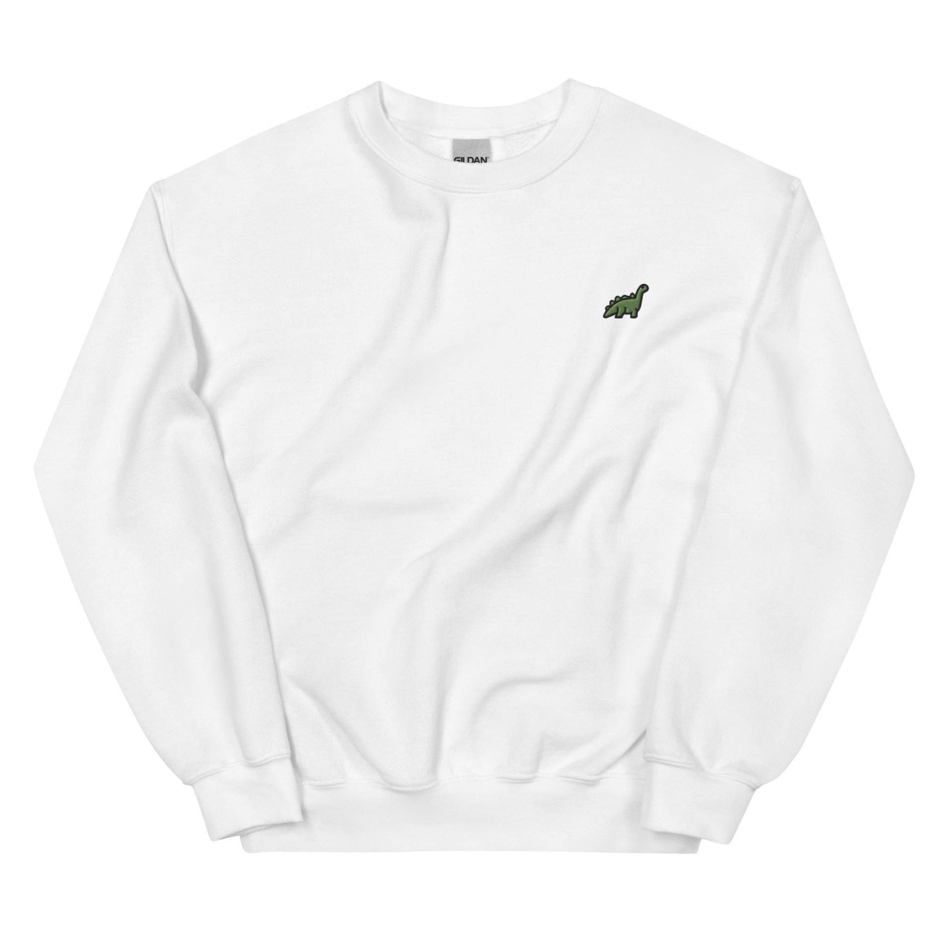Dinosaurier Besticktes Sweatshirt Geschenk, Süßer Unisex Crewneck Pullover, Langarm Pullover - Mehrere Farben von GetStitch