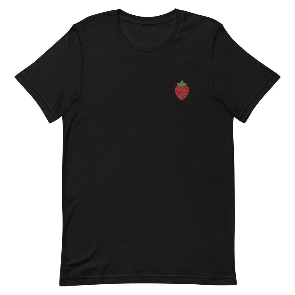 Erdbeere Bestickt Unisex T-Shirt Geschenk Für Freund, Freundin, Kurzarm Shirt - Mehrere Farben von GetStitch
