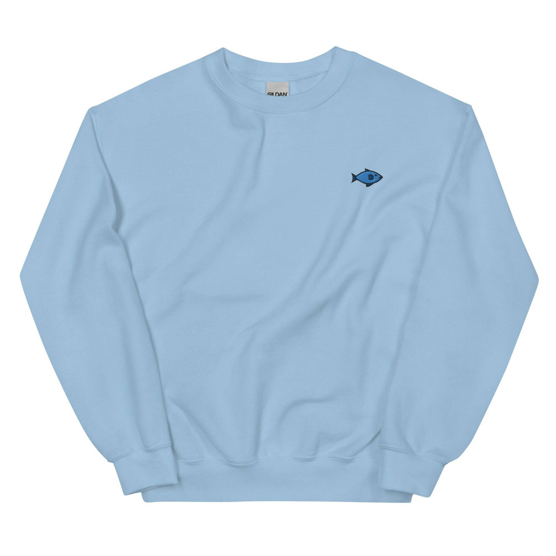 Fisch Besticktes Sweatshirt Geschenk, Süßer Unisex Crewneck Pullover, Langarm Pullover - Mehrere Farben von GetStitch