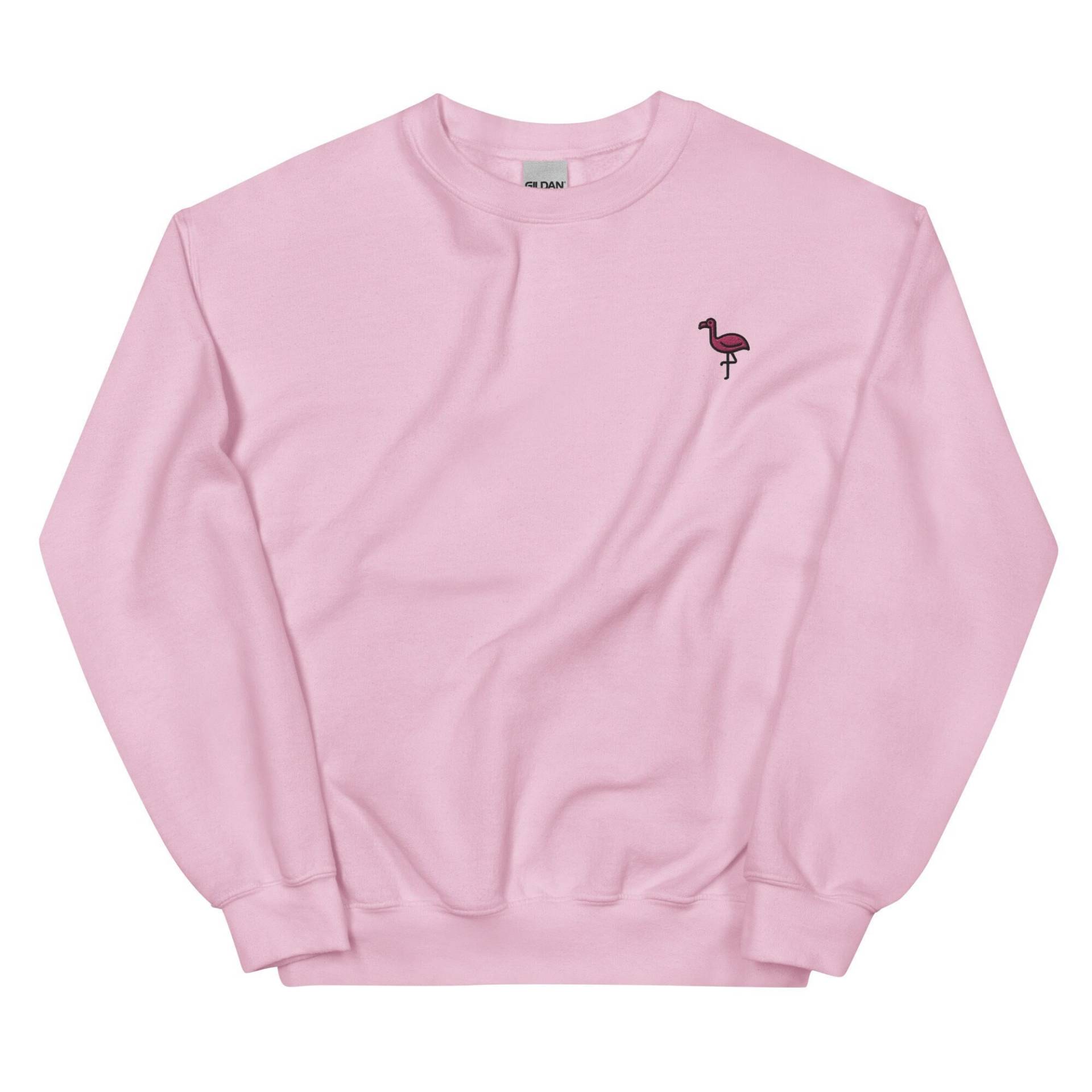 Flamingo Besticktes Sweatshirt Geschenk, Süßer Unisex Crewneck Pullover, Langarm Pullover - Mehrere Farben von GetStitch