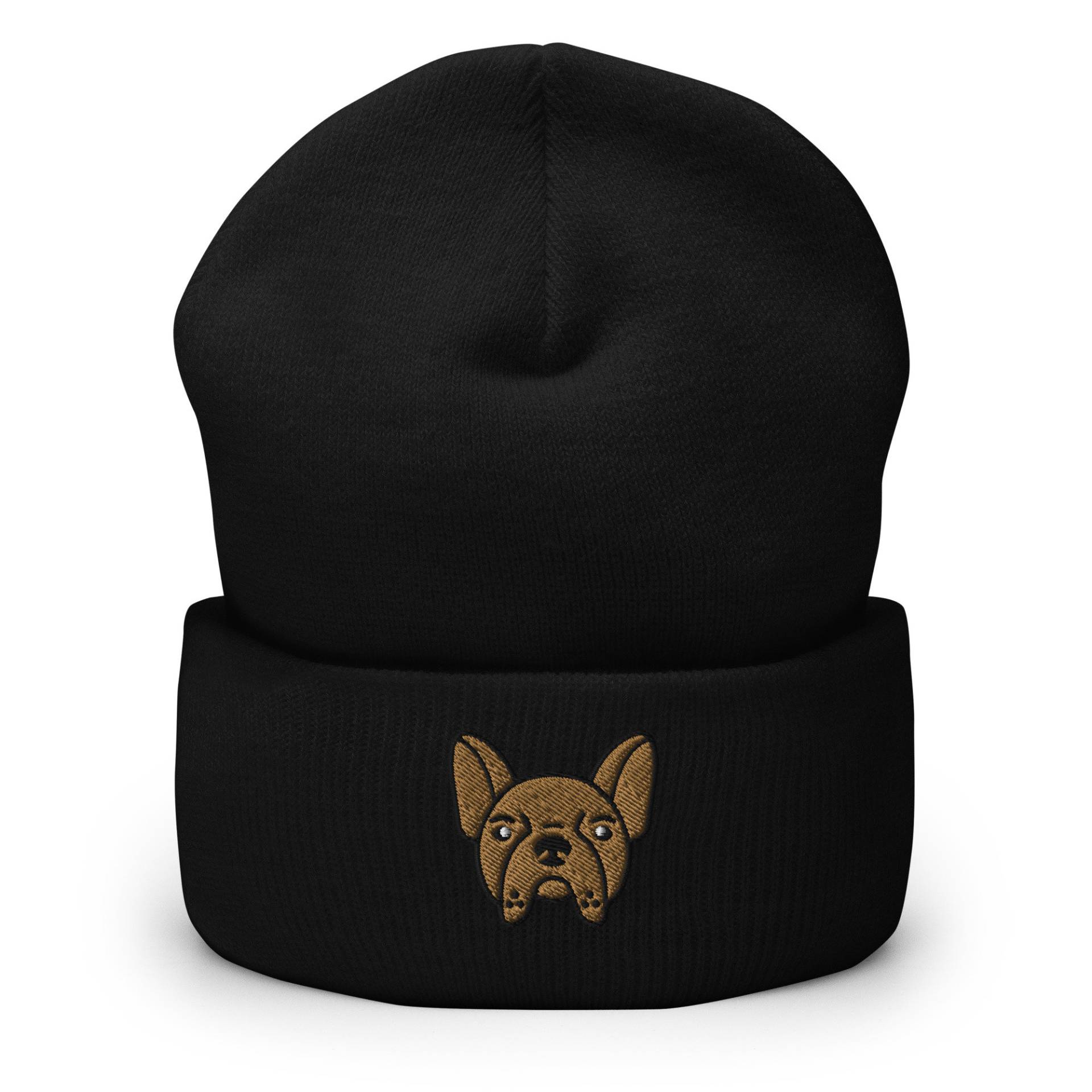 Frenchie Hund Bestickt Beanie, Handgemachte Manschetten Strick Unisex Slouchy Erwachsene Winter Hut Mütze Geschenk von GetStitch