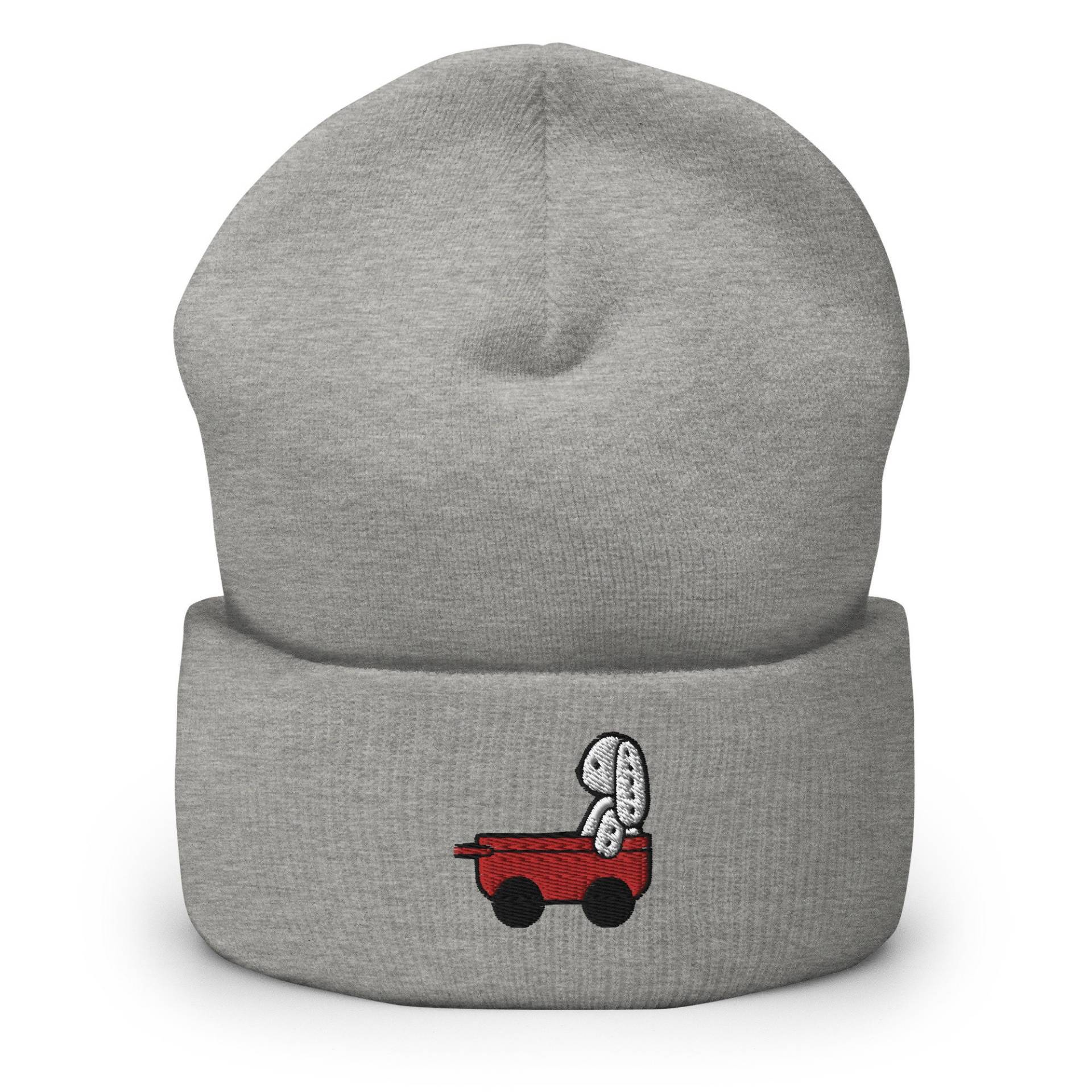 Gefüllte Hase Puppe Red Wagon Bestickte Beanie, Handgemachte Manschetten Strick Unisex Slouchy Erwachsene Winter Hut Mütze Geschenk von GetStitch