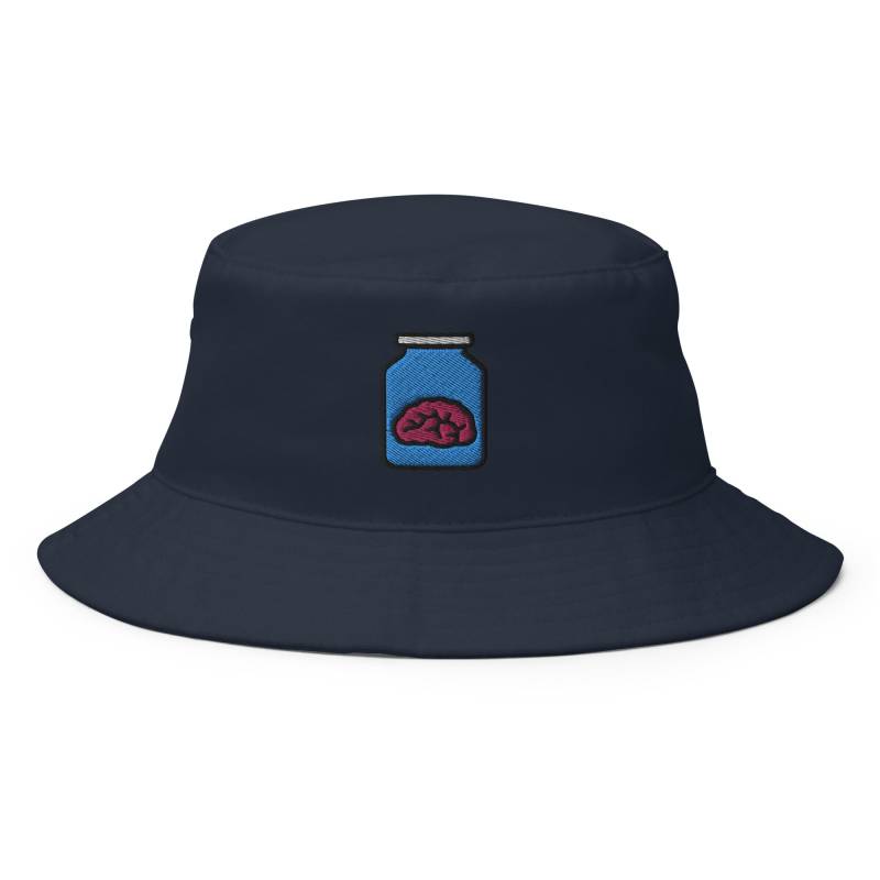 Gehirn in Einem Glas-Eimer-Hut, Bestickter Eimer-Hut, Handgefertigter Unisex-Erwachsener Baumwoll-Sonnenhut, Sommerhut-Geschenk - Mehrere Farben von GetStitch
