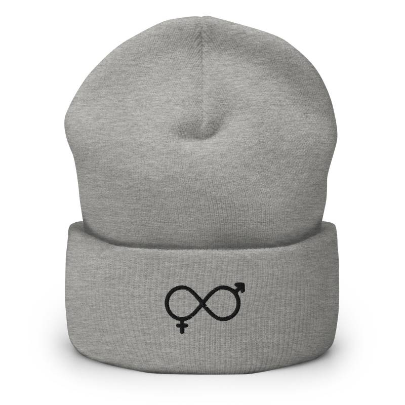 Unendlich Liebe Symbol Bestickte Mütze, Handmade Cuffed Knit Unisex Slouchy Erwachsene Winter Mütze Geschenk von GetStitch