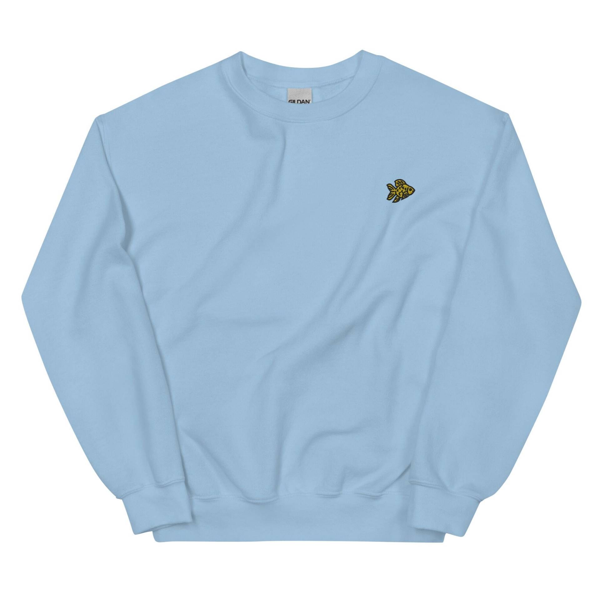 Goldfisch Besticktes Sweatshirt Geschenk, Süßer Unisex Crewneck Pullover, Langarm Pullover - Mehrere Farben von GetStitch