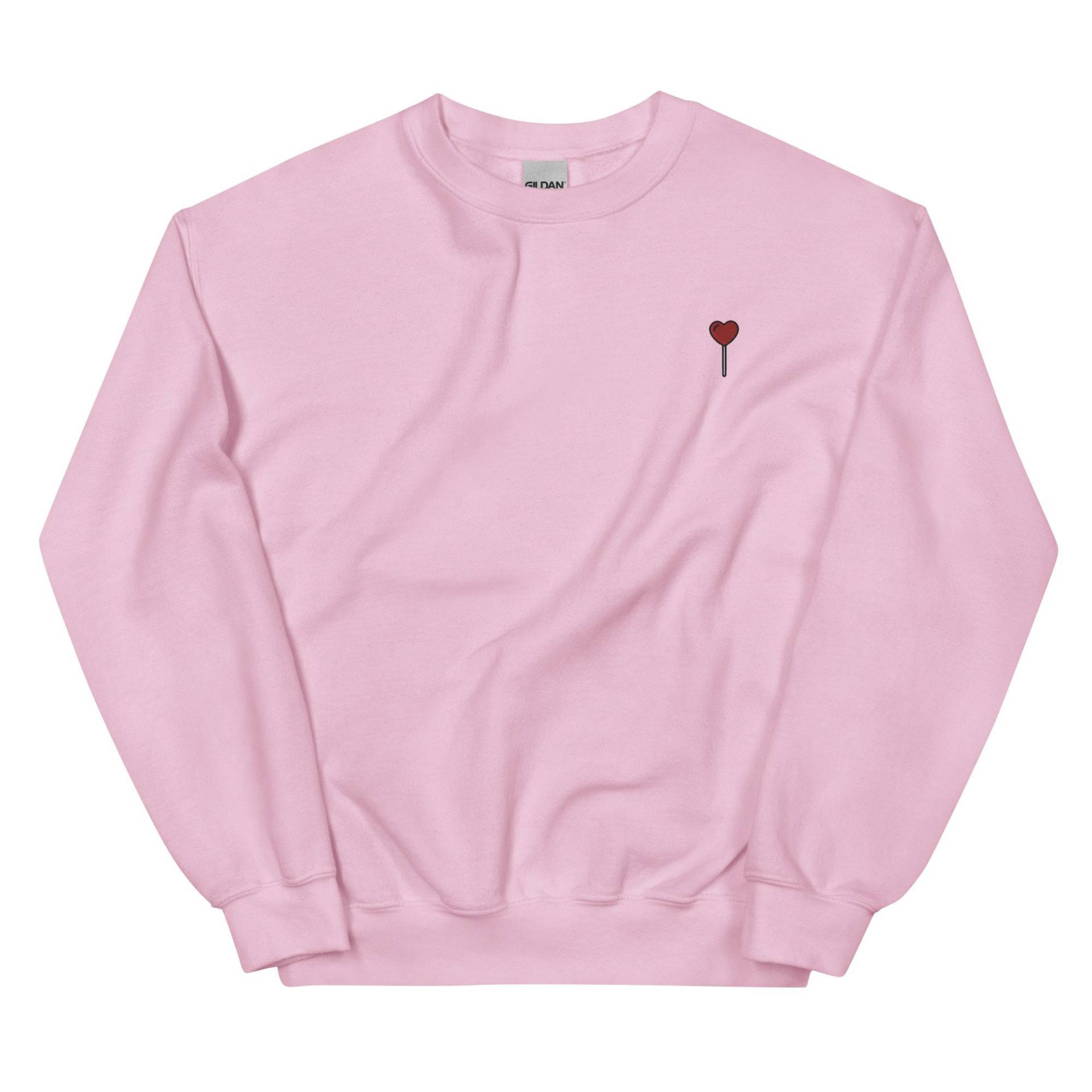 Herz Lollipop Besticktes Sweatshirt Geschenk, Süßer Unisex Crewneck Pullover, Langarm Pullover - Mehrere Farben von GetStitch