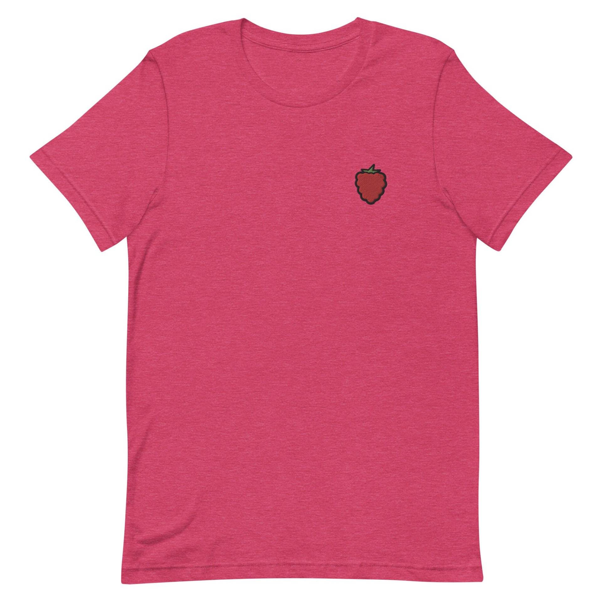 Himbeere Unisex T-Shirt, Besticktes T-Shirt Geschenk Für Freund, Freundin, Kurzarmshirt - Mehrere Farben von GetStitch