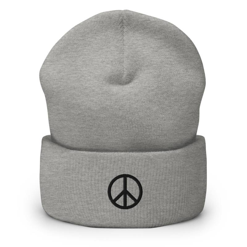 Hippie Peace Zeichen Gestickte Mütze, Handgemachte Manschette Stricken Unisex Slouchy Erwachsene Winter Mütze Geschenk von GetStitch