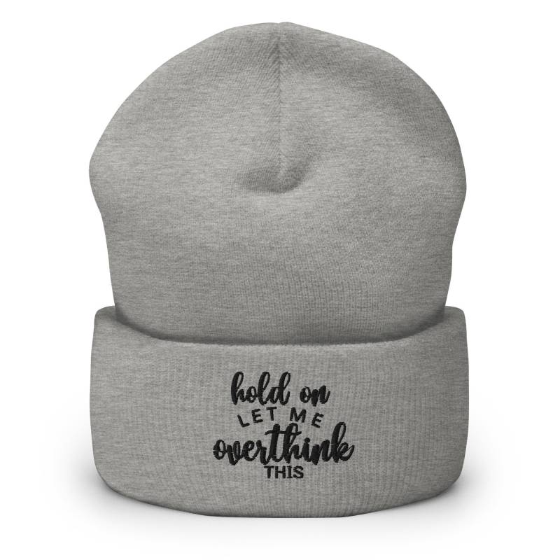 Halten Sie Fest, Lassen Mich Diese Bestickte Mütze Überdenken, Handgefertigte Manschette Gestrickt Unisex Slouchy Erwachsene Wintermütze Geschenk von GetStitch