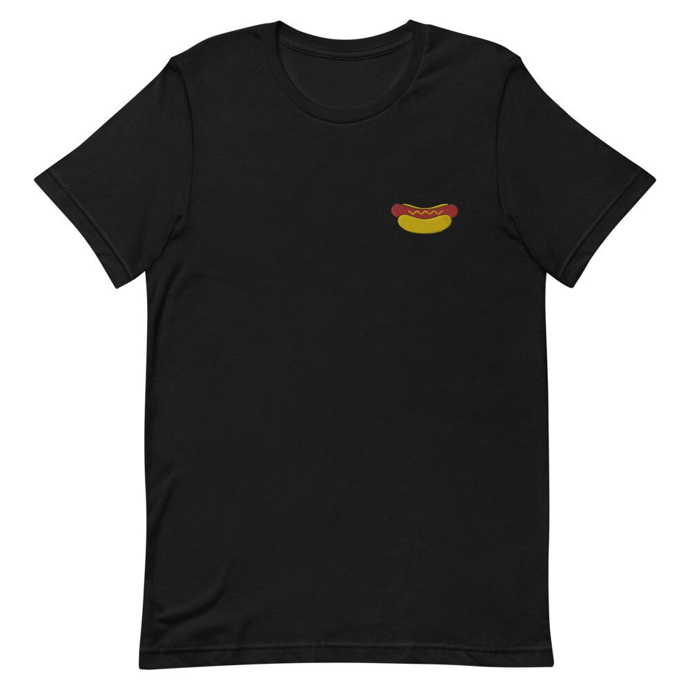 Hot Dog Besticktes Unisex T-Shirt Geschenk Für Freund, Freundin, Kurzarm-Shirt - Mehrere Farben von GetStitch