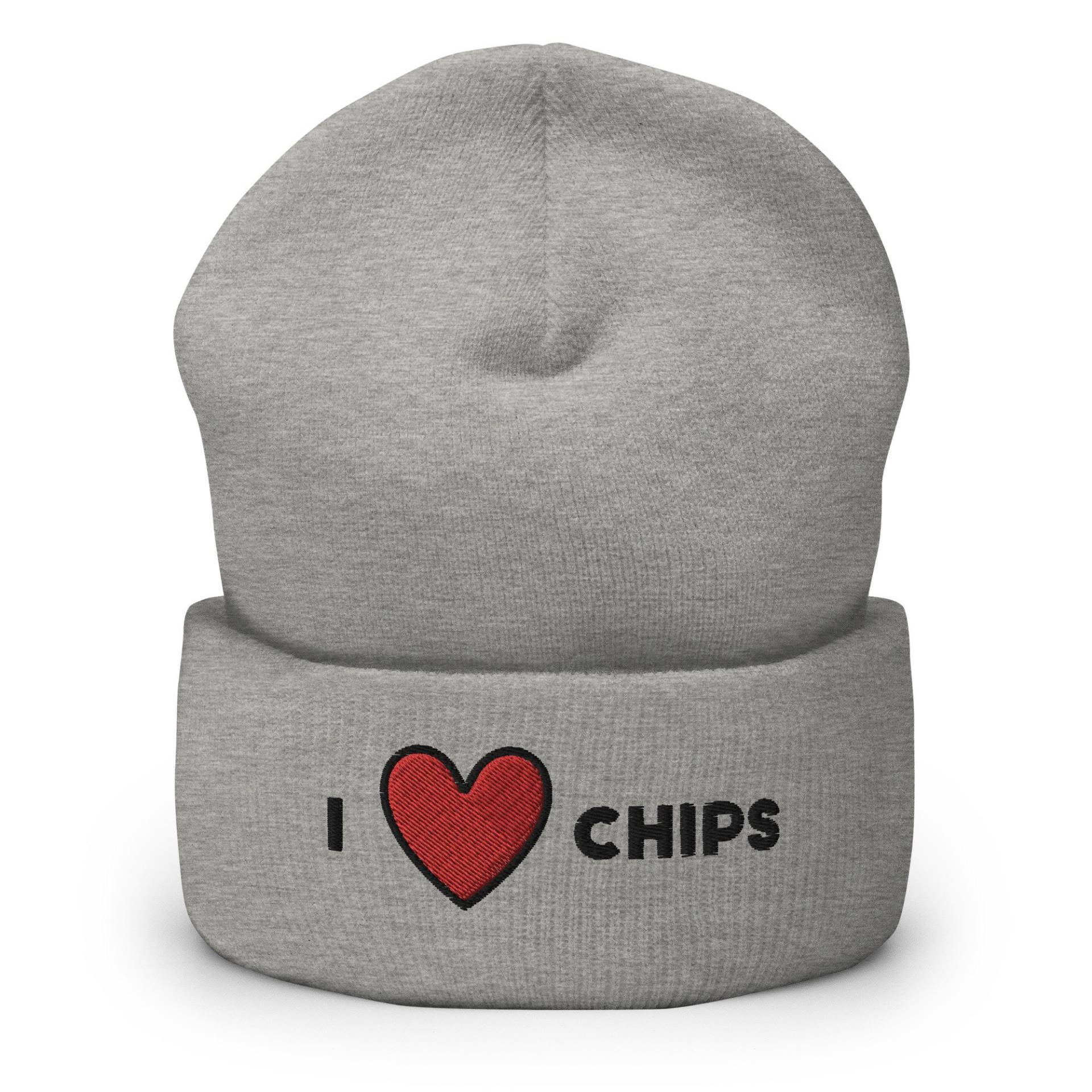 I Heart Chips Bestickte Mütze, Handmade Cuffed Knit Unisex Slouchy Erwachsene Winter Mütze Geschenk I Heart Chips Bestickte Mütze, Handmade Cuffed Knit Unisex Slouchy Erwachsene Winter Mütze Geschenk von GetStitch