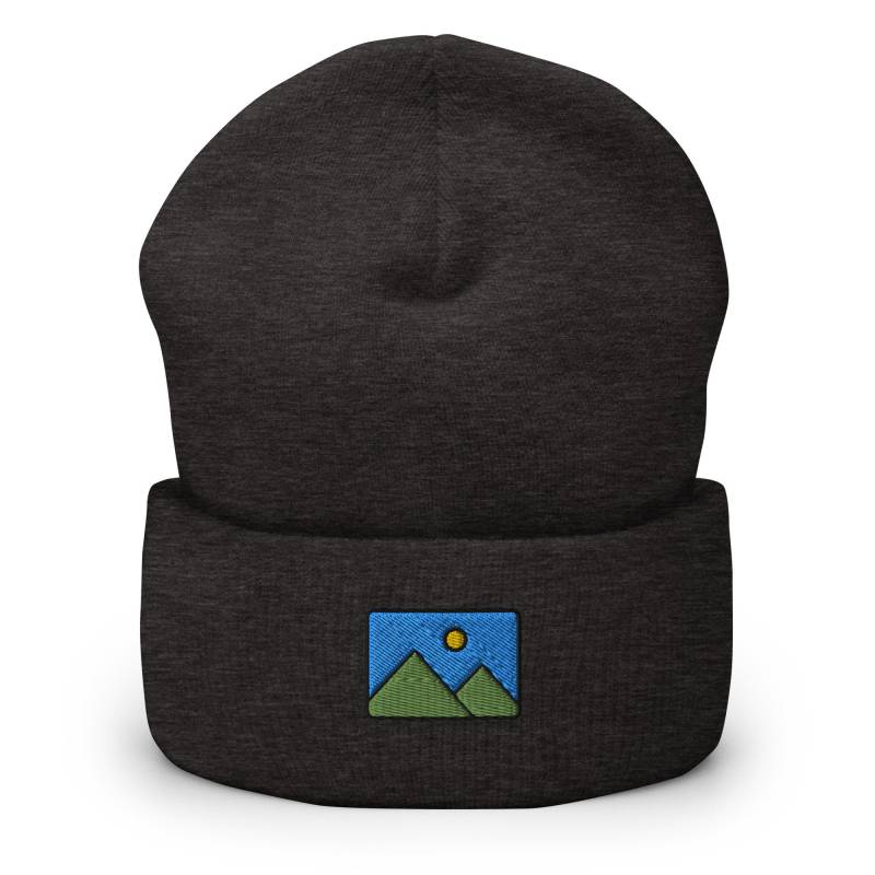 Landschaftsbild Bild Bestickte Mütze, Handgefertigte Cuffed Knit Unisex Slouchy Erwachsene Winter Hut Mütze Geschenk von GetStitch