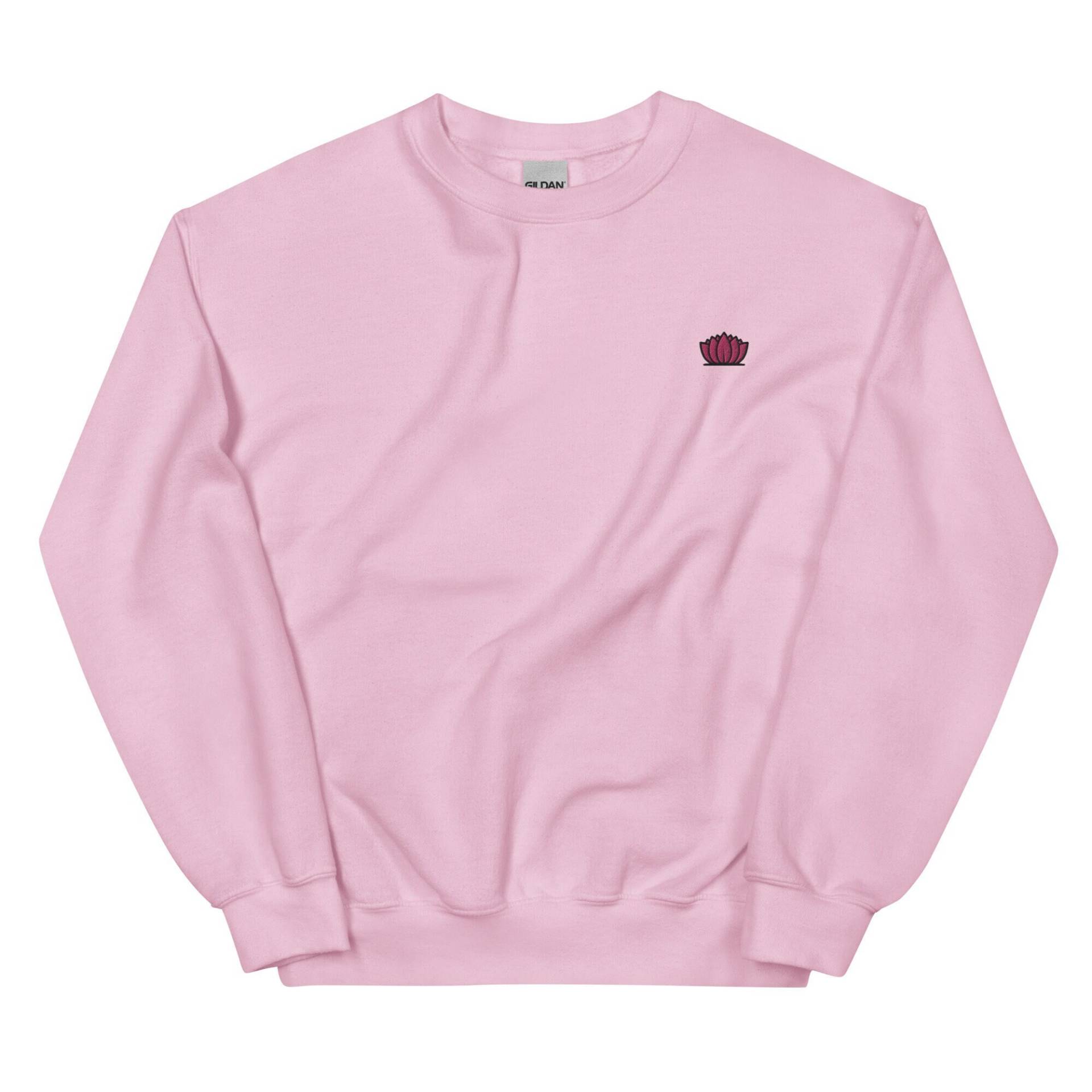 Lotus Flower Gesticktes Sweatshirt Geschenk, Niedlicher Unisex Rundhalspullover, Langarmpullover - Mehrere Farben von GetStitch