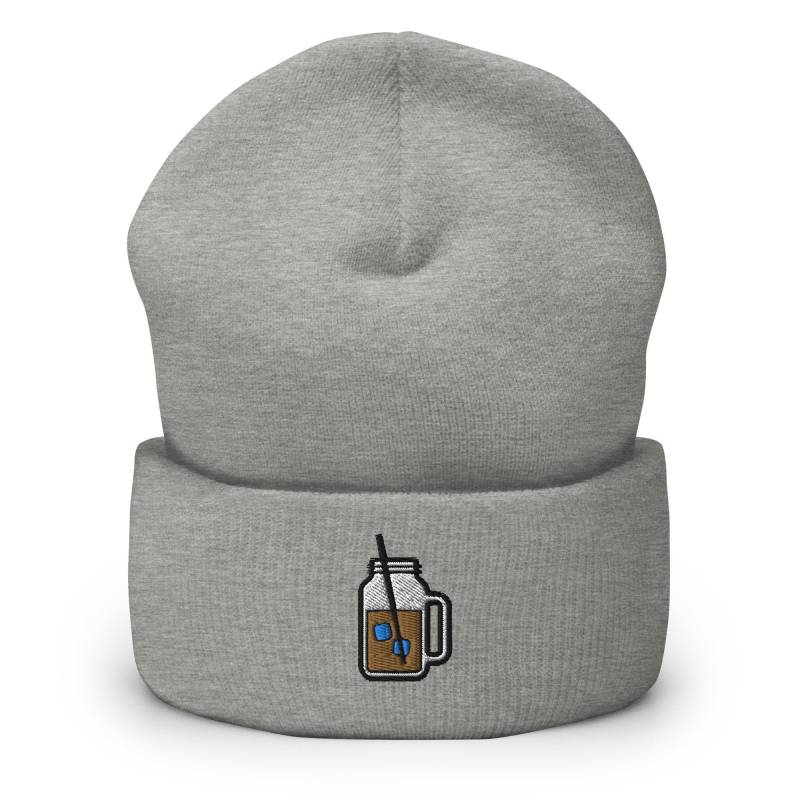 Mason Jar Drink Bestickte Mütze, Handmade Cuffed Knit Unisex Slouchy Erwachsene Wintermütze Mütze Cap Geschenk von GetStitch