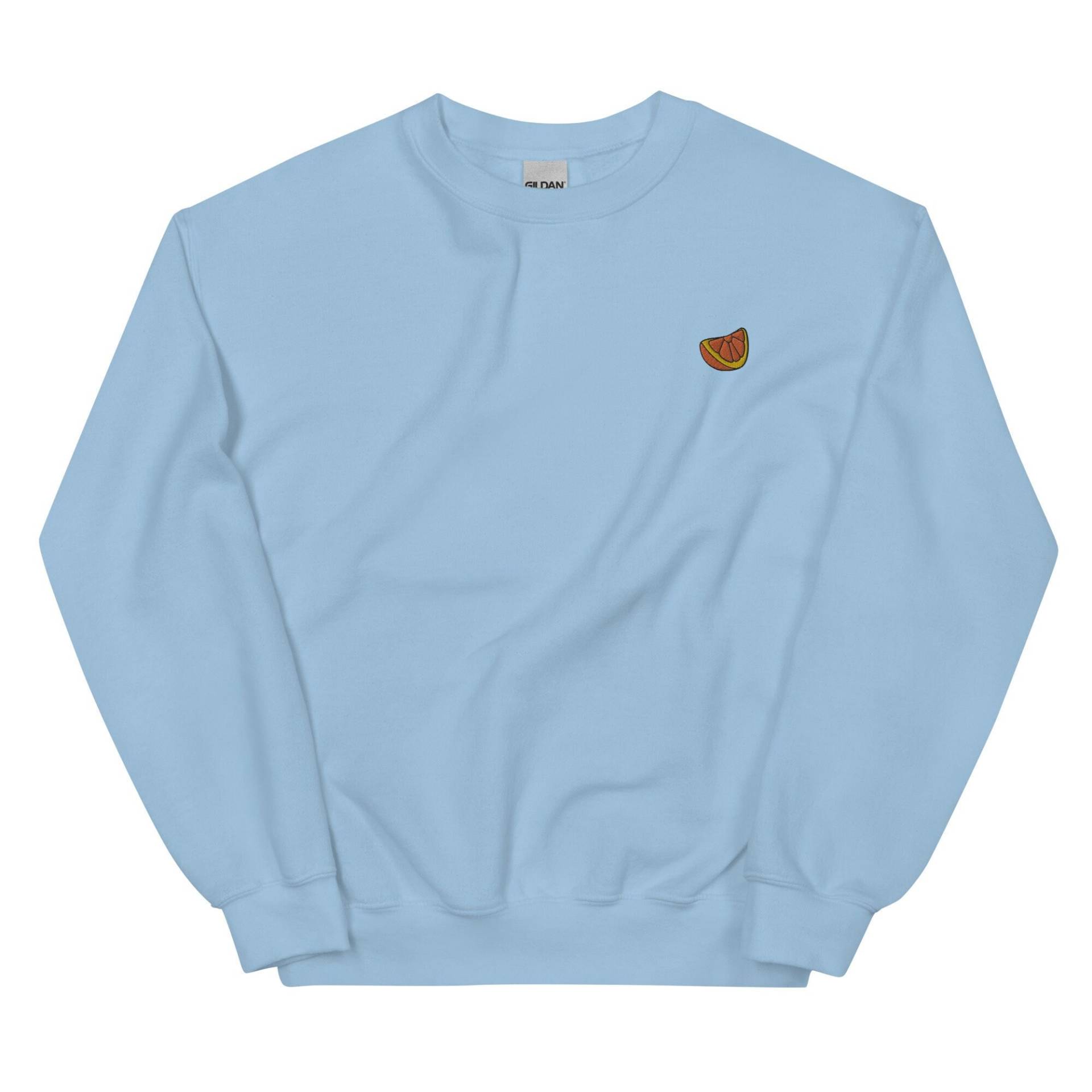 Orange Scheibe Besticktes Sweatshirt Geschenk, Süßer Unisex Crewneck Pullover, Langarm Pullover - Mehrere Farben von GetStitch