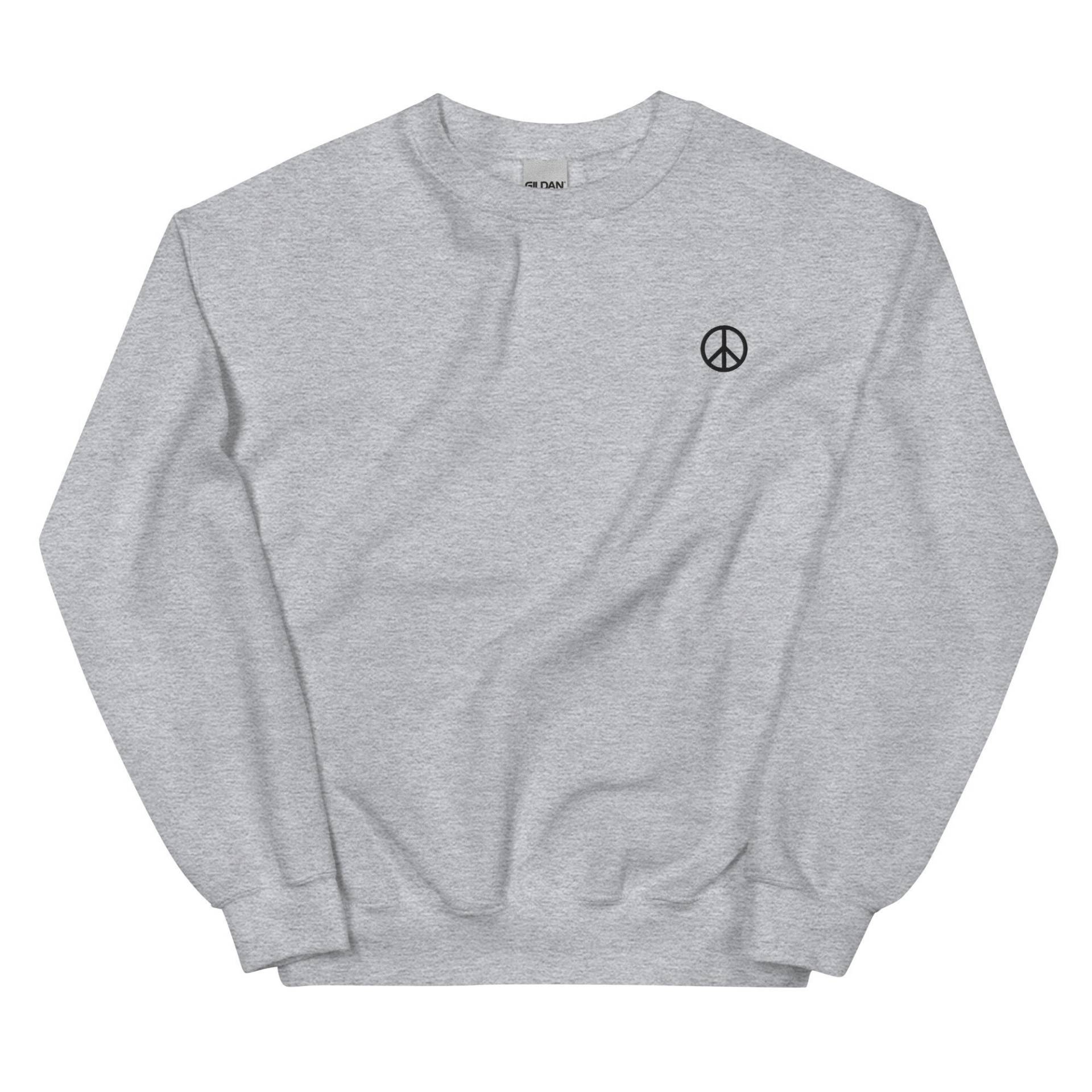 Peace-Zeichen Gesticktes Sweatshirt Geschenk, Niedlicher Unisex Rundhalspullover, Langarmpullover - Mehrere Farben von GetStitch