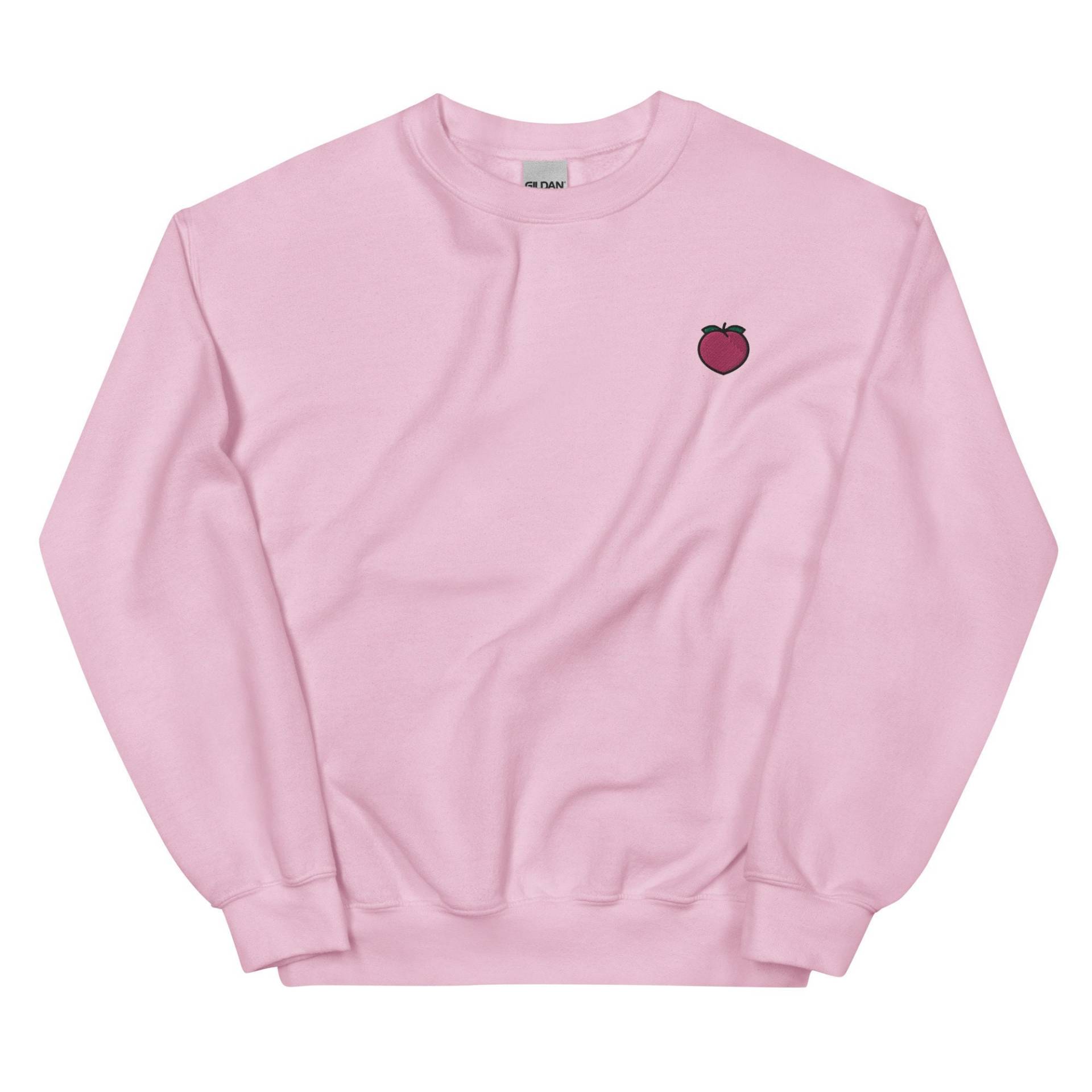 Pfirsich Besticktes Sweatshirt Geschenk, Süßer Unisex Rundhalspullover, Langarmpullover - Mehrere Farben von GetStitch