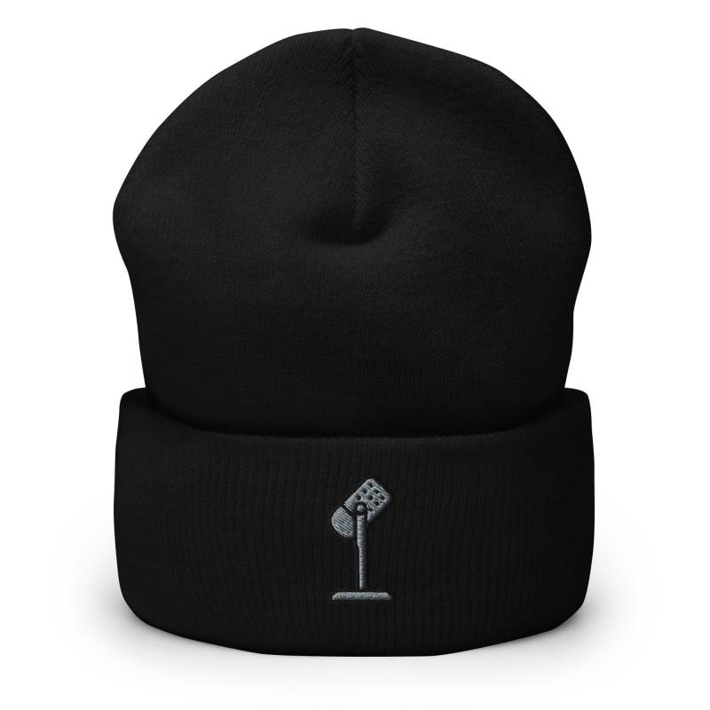 Podcaster Radiomoderator Mikrofon Bestickt Beanie, Handgemachte Manschetten Strick Unisex Slouchy Erwachsene Wintermütze Mütze Geschenk von GetStitch