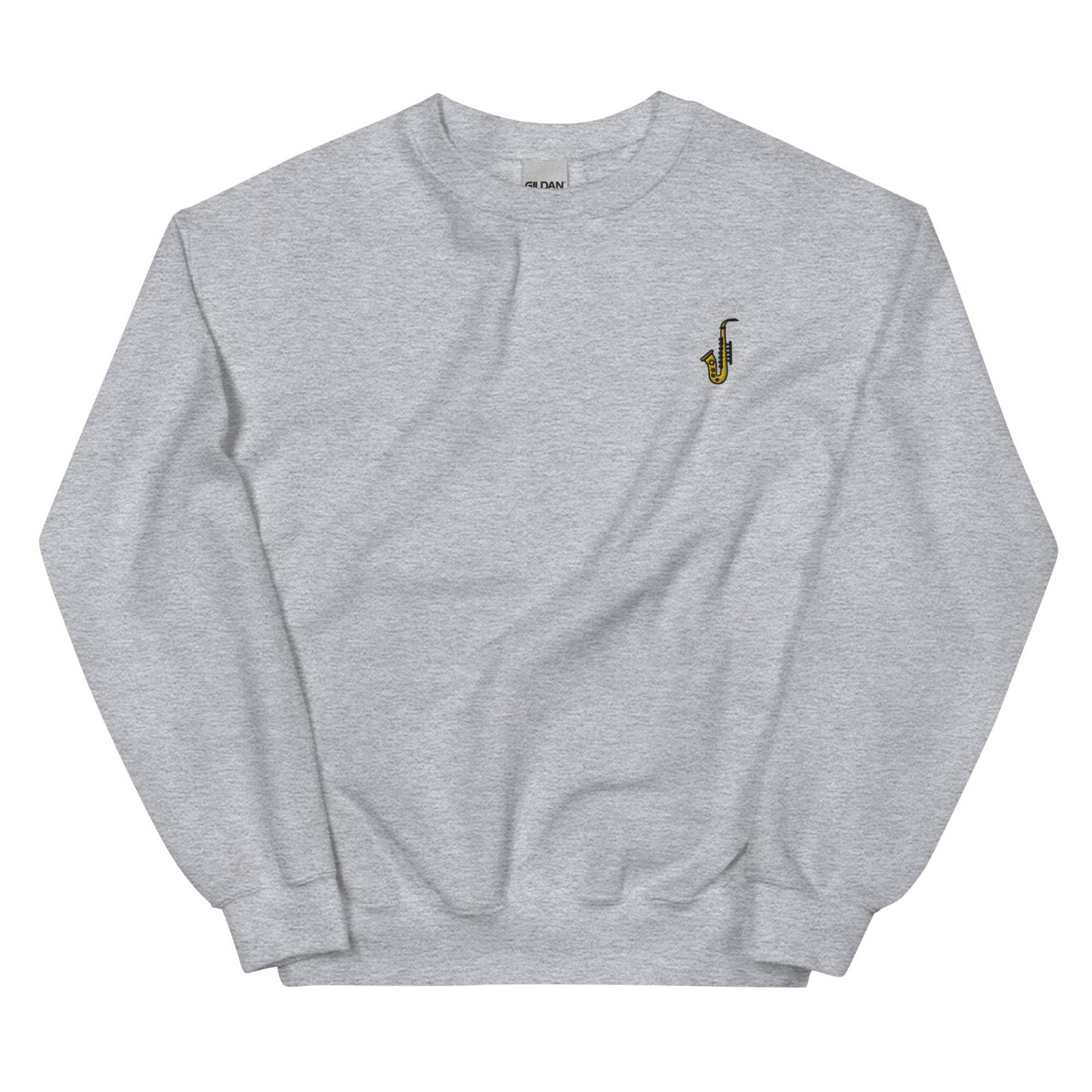 Saxophon Besticktes Sweatshirt Geschenk, Niedlicher Unisex Rundhalspullover, Langarmpullover - Mehrere Farben von GetStitch