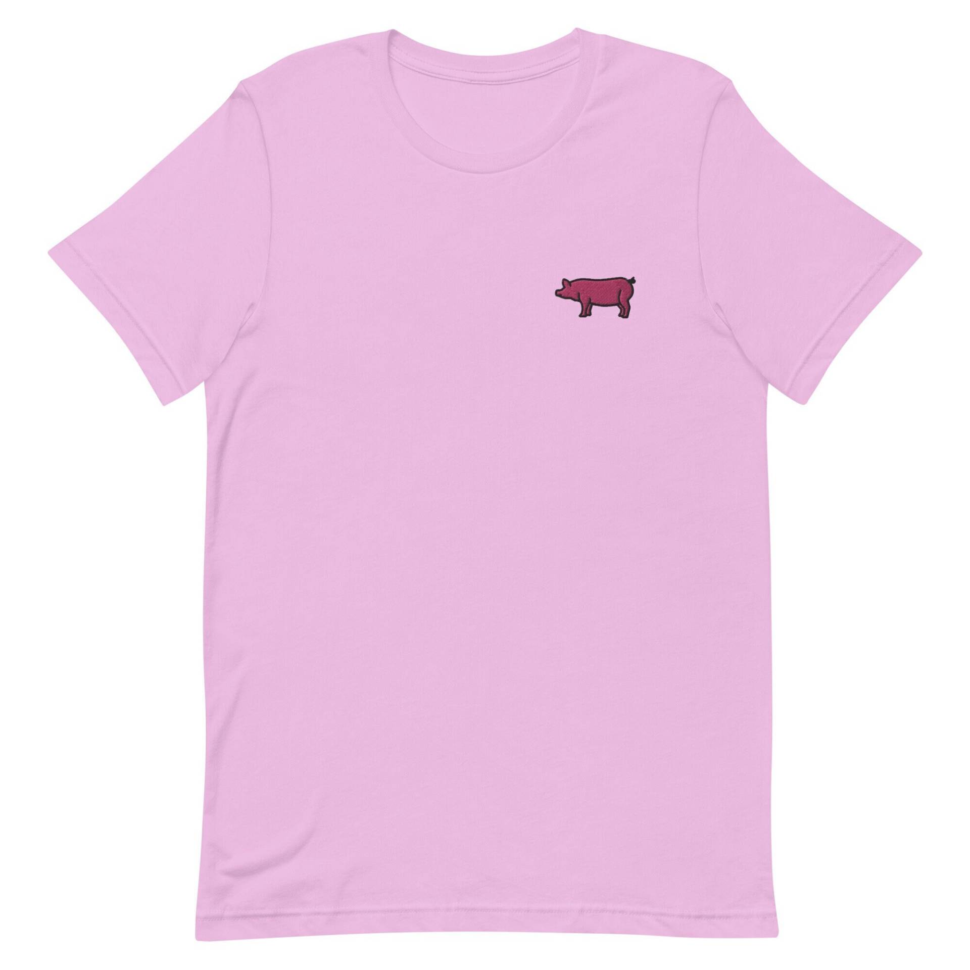 Schwein Unisex T-Shirt, Gesticktes T-Shirt Geschenk Für Freund, Freundin, Kurzarm-Shirt - Mehrere Farben von GetStitch