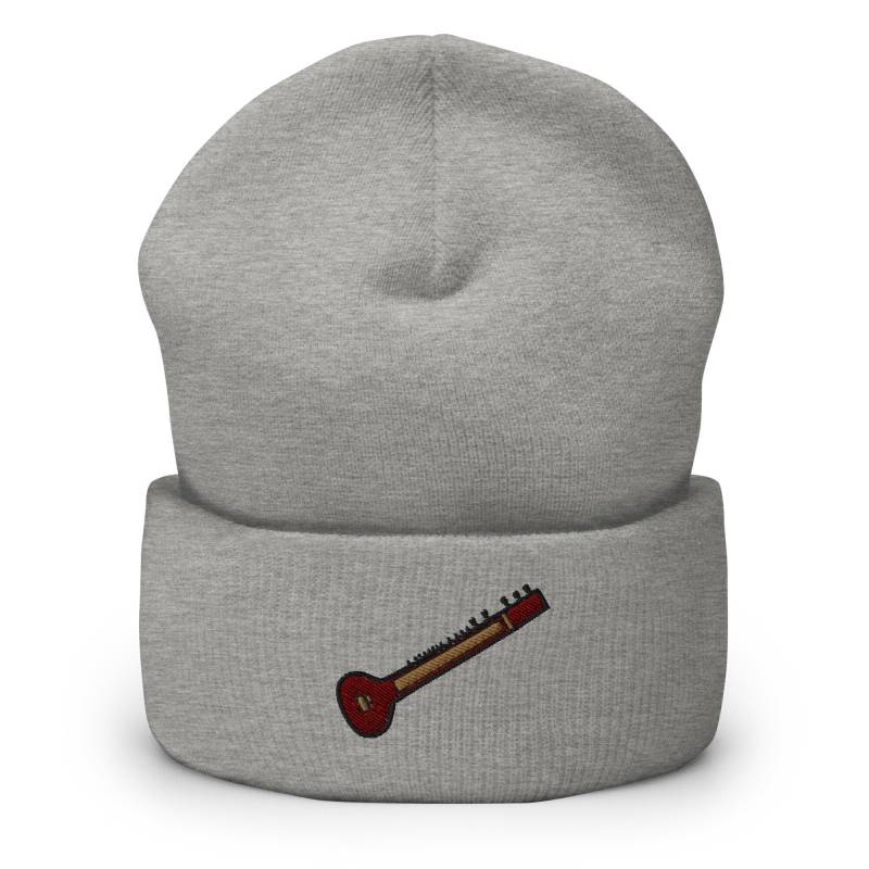 Sitar Instrument Bestickte Mütze, Handgefertigte Cuffed Knit Unisex Slouchy Erwachsene Wintermütze Kappe Geschenk von GetStitch